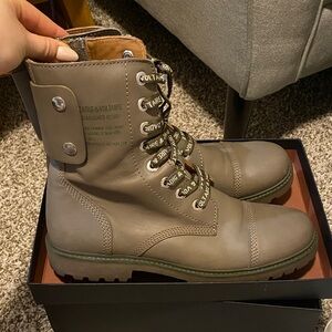 Zadig & Voltaire Taupe Combat Boots with Logo Laces